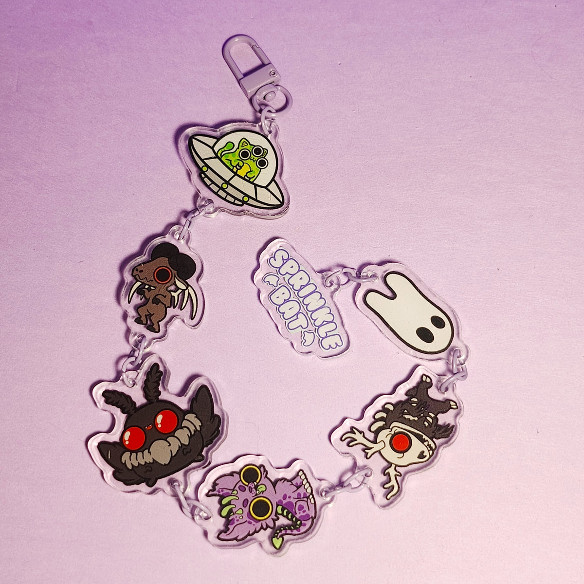 Segmented Cryptic Cutes Keychain – Sprinkle Bat