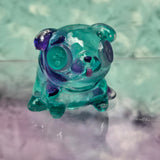 2 tone pug green and purple glow eyes