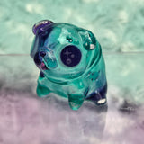 2 tone pug green and purple glow eyes