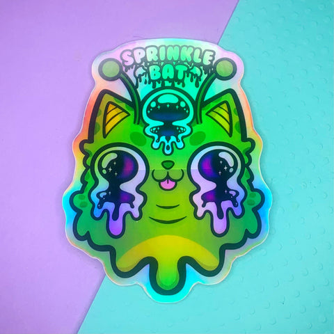 Trippy Alien Cat Holographic Sticker