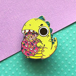 Dino Donut Chomp enamel pin