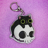 Skull Kitty Cat Keychain
