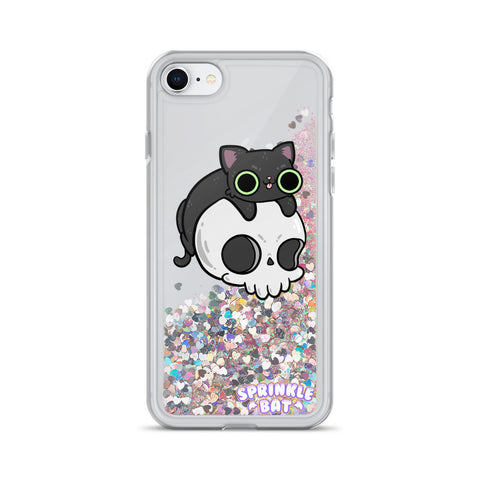 Skull Kitty Liquid Glitter Phone Case