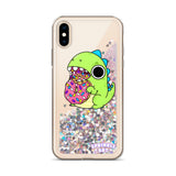 Dino Donut Chomp Liquid Glitter Phone Case