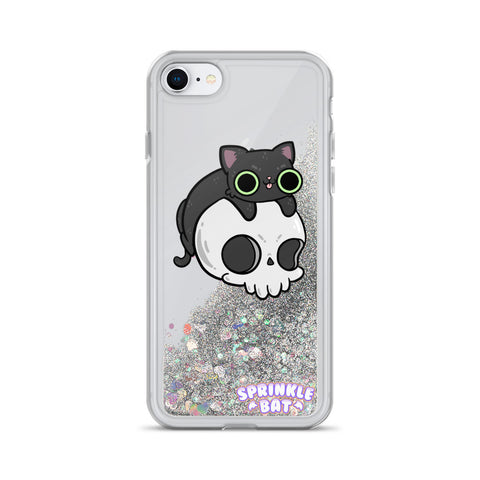 Skull Kitty Liquid Glitter Phone Case
